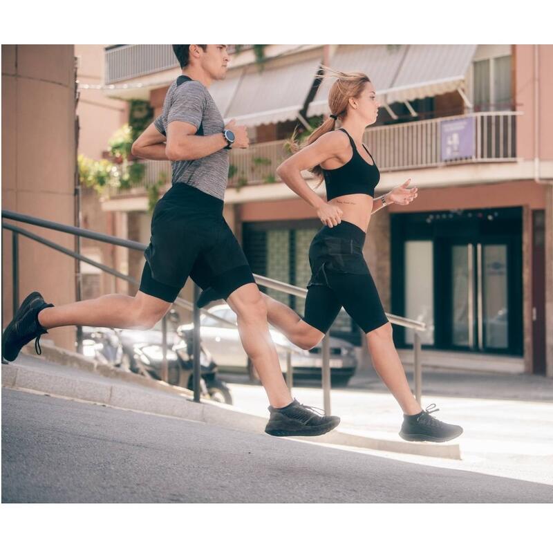 Pantaloni scurti alergare pentru barbati cu compresie Shorts 2 in 1 - negru