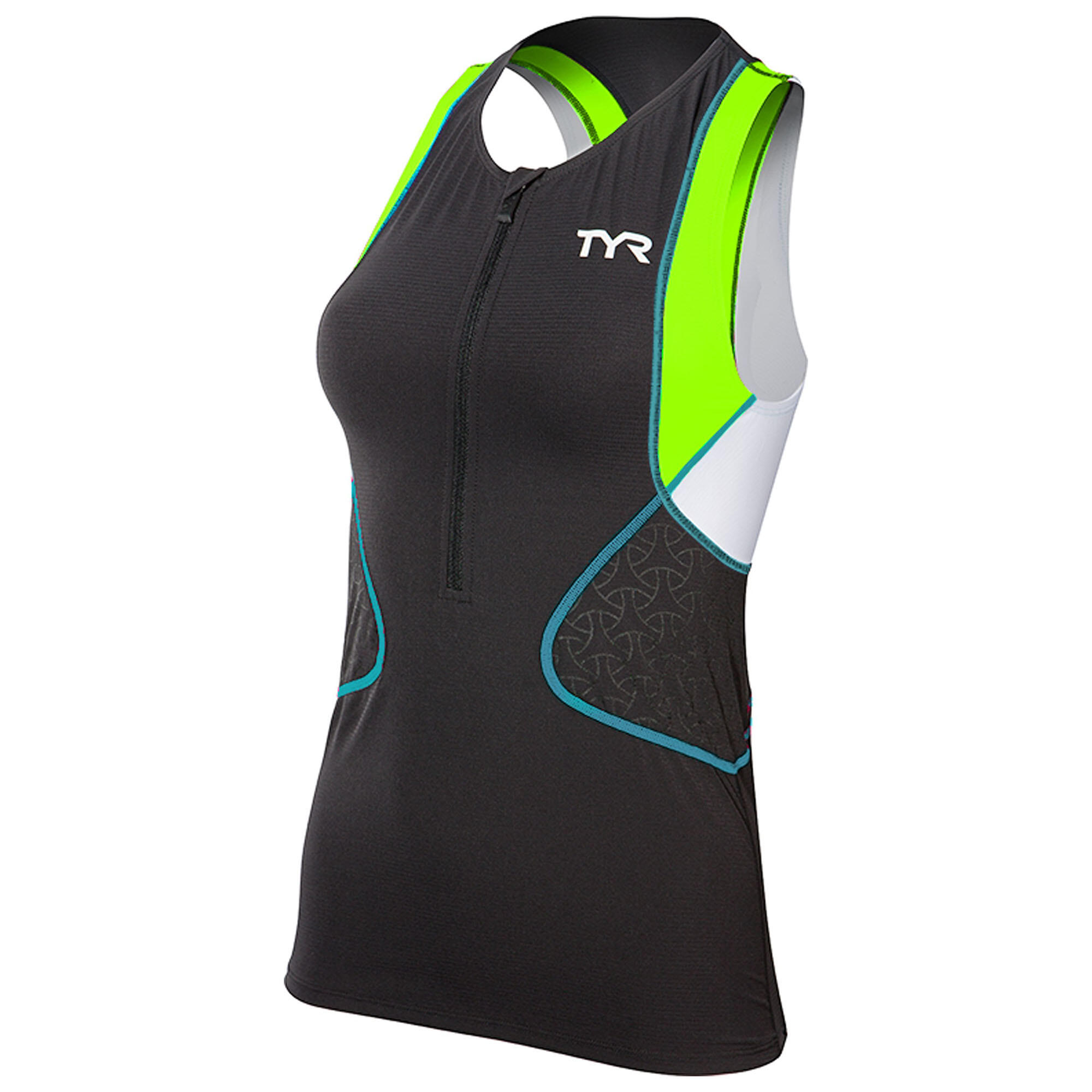 Competitor Singlet Top triatlon femei negru-verde