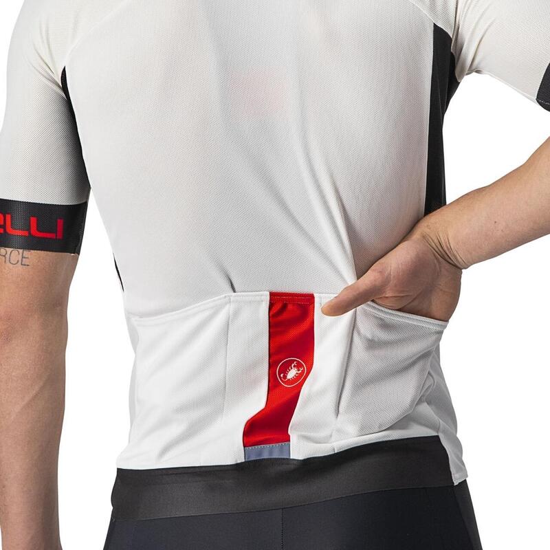 Tricou ciclism barbati cu maneca scurta Entrata VI jersey - alb negru rosu