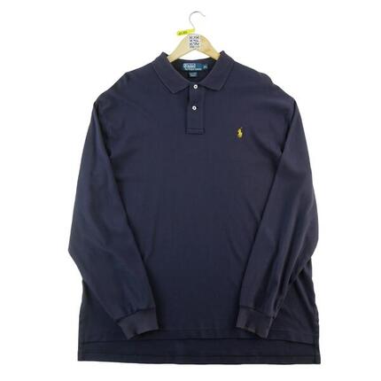 Seconde vie - Polo manches longues Homme Marine - Bon état
