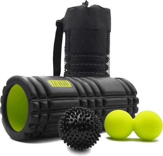 Foam Roller Set, 3 in 1 – Massagerol, Dubbele bal, Noppenbal voor Zelfmassage