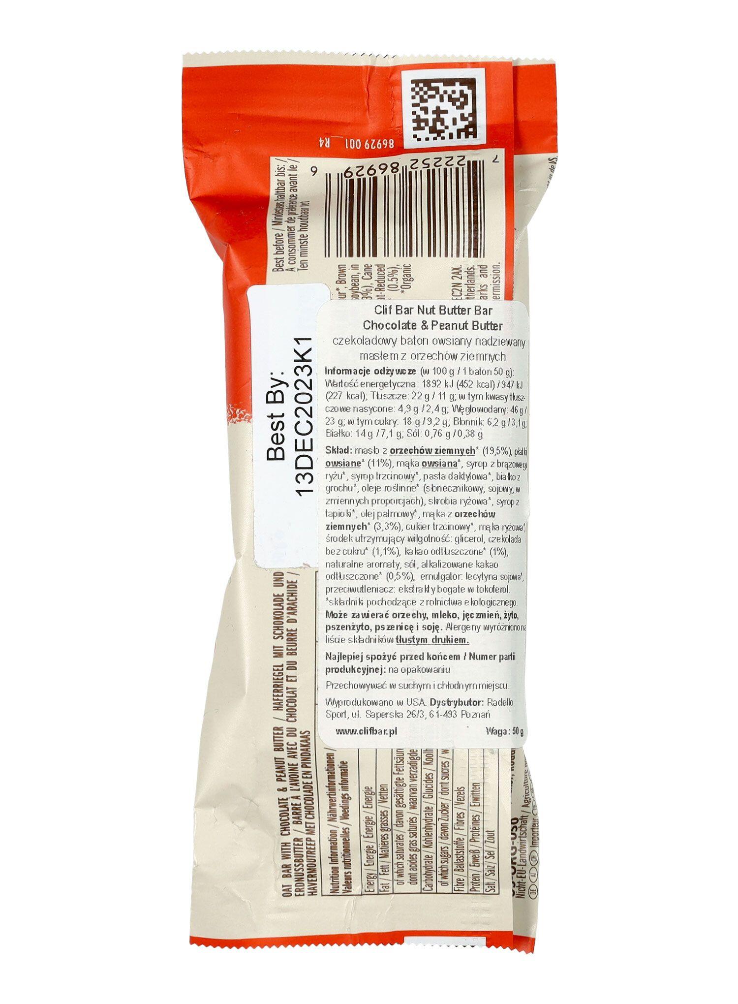 Baton energetyczny Clif Bar Nut Butter 50 g - choco/peanut butter 2/3