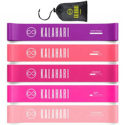 Fitness elastieken set, 5 weerstandsbanden met ebook voor een volledige training