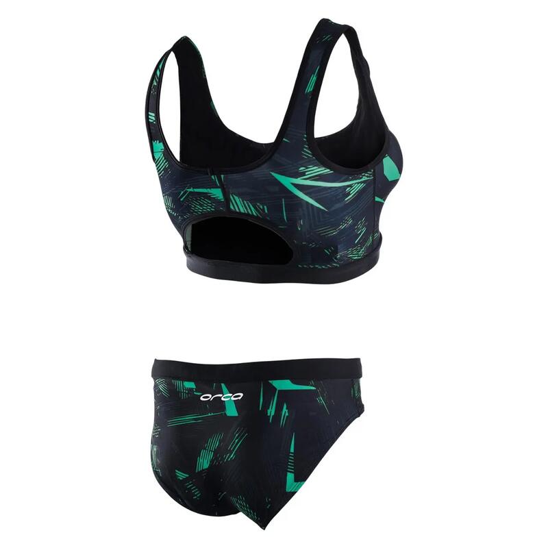 Costum de baie doua piese pentru Femei Bra &amp; Bikini - print negru verde