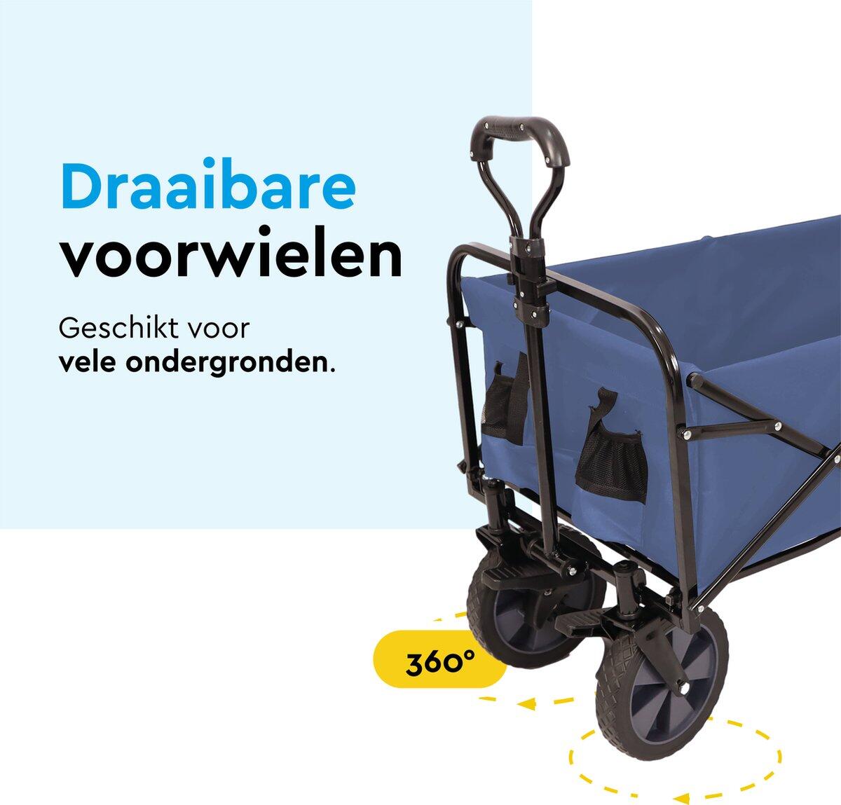 BRASQ Bolderkar Opvouwbaar - 100 Liter - 80 KG Draagkracht - Blauw 8/10