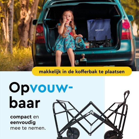 BRASQ Bolderkar Opvouwbaar - 100 Liter - 80 KG Draagkracht - Blauw 3/10