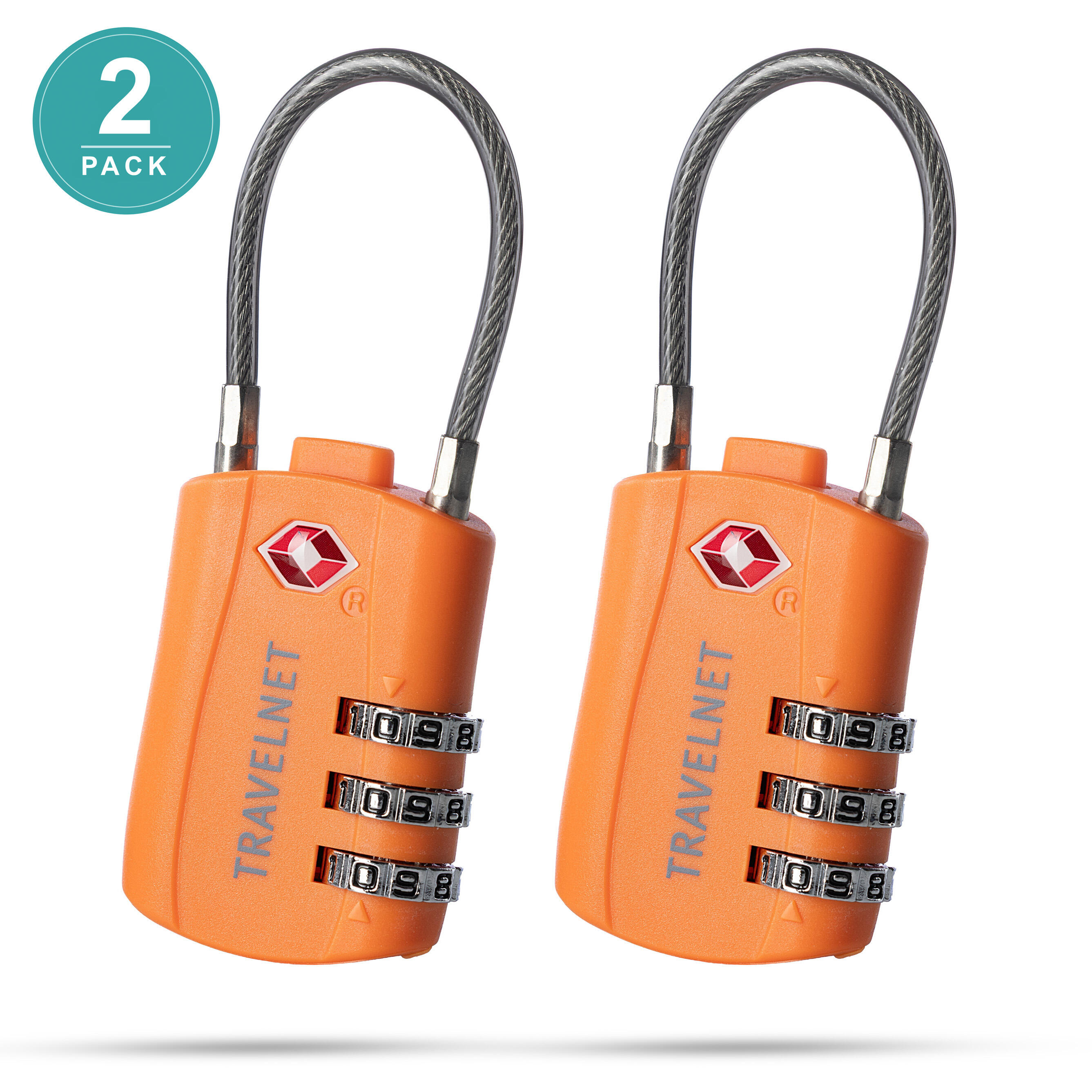 Travelnet Lucchetto da viaggio TSA con combinazione Set da 2 1/7