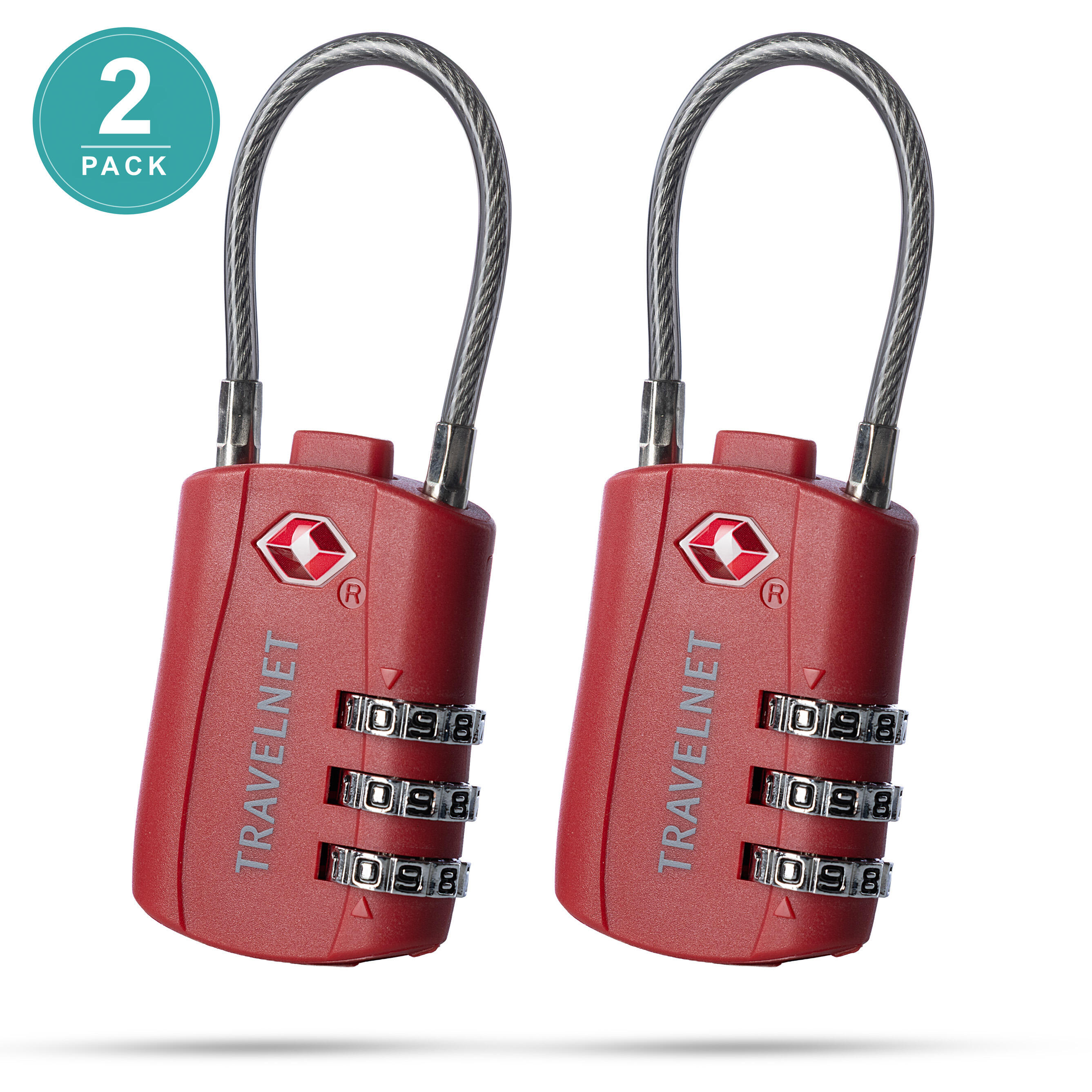 Travelnet Lucchetto da viaggio TSA con combinazione Set da 2 1/7