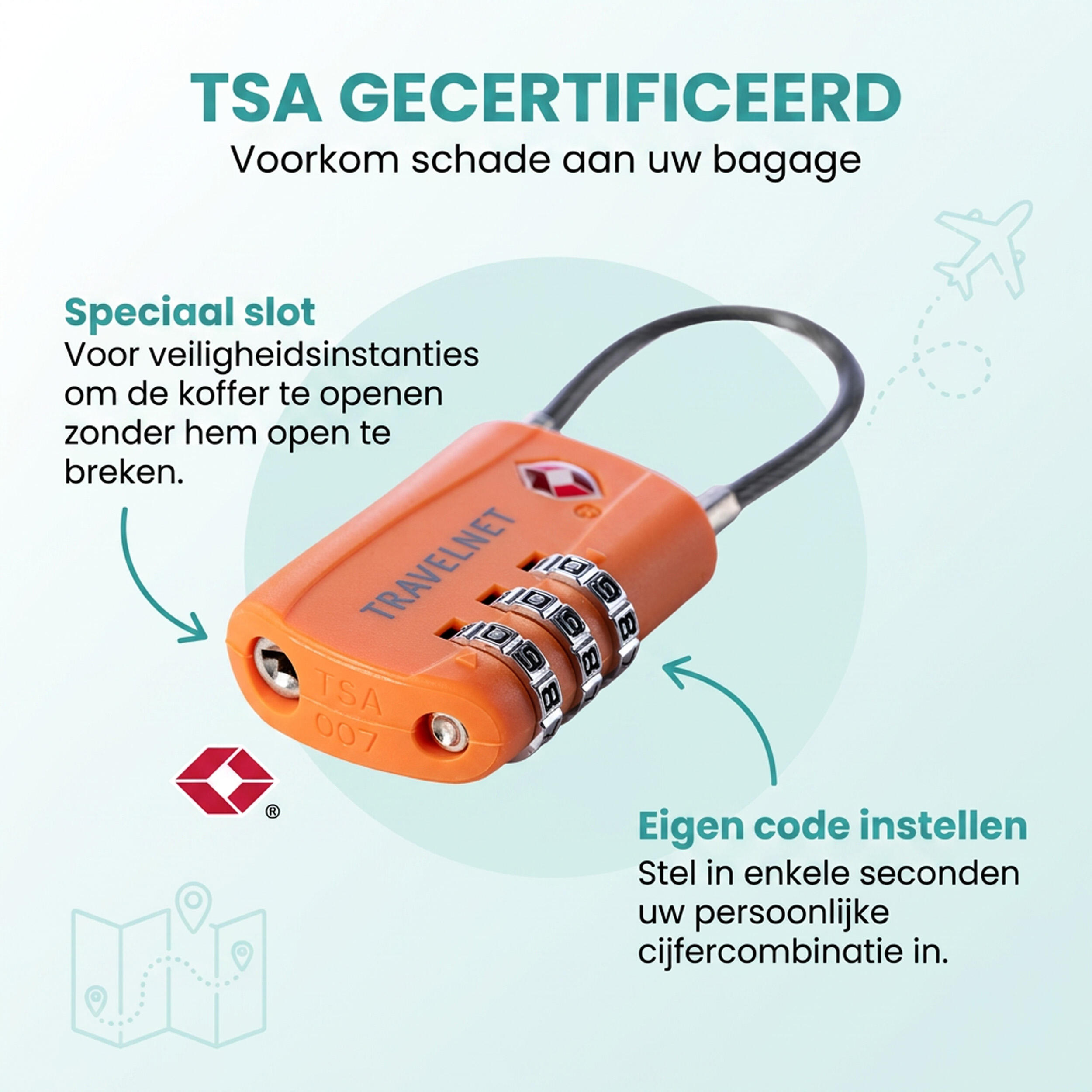Travelnet Lucchetto da viaggio TSA con combinazione Set da 2 5/7