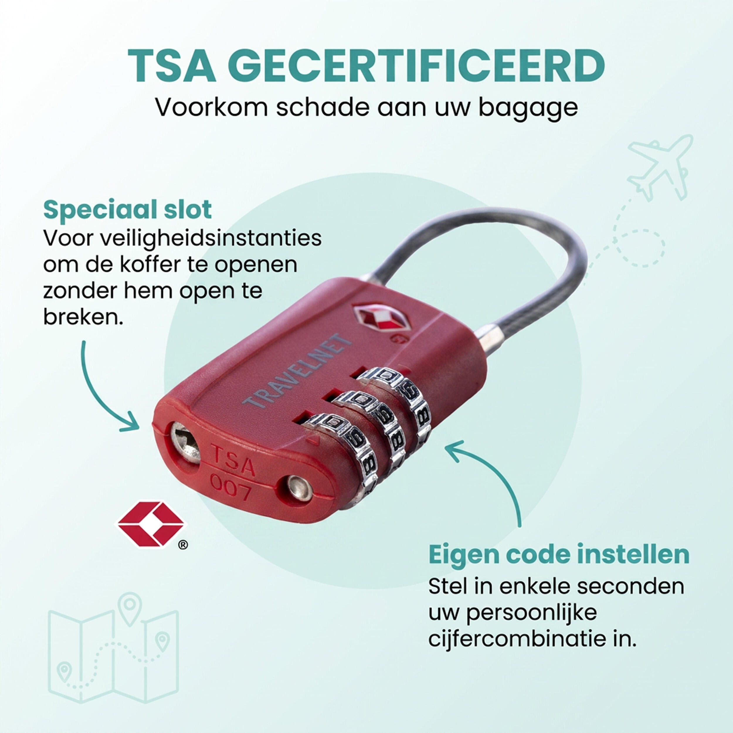 Travelnet Lucchetto da viaggio TSA con combinazione Set da 4 4/7