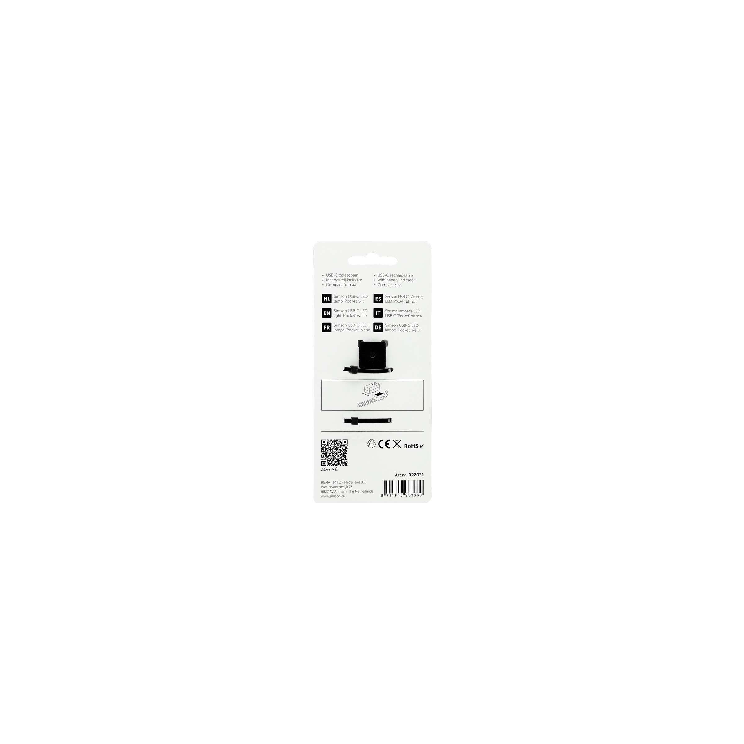 Lampe LED Simson USB-C 'de poche' blanche 2/6
