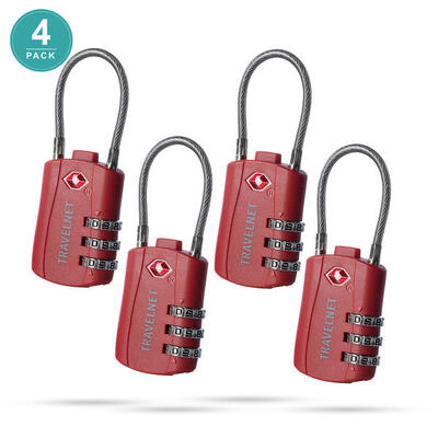 Travelnet Lucchetto da viaggio TSA con combinazione Set da 4