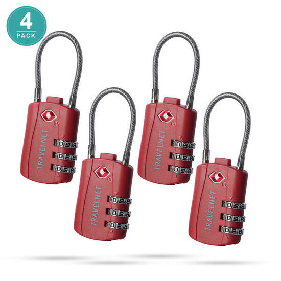 Travelnet Lucchetto da viaggio TSA con combinazione Set da 4