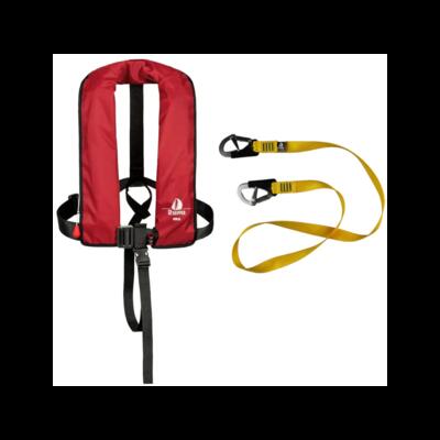Set: automatisch reddingsvest 165n iso harness, staalblauw incl. lifeline