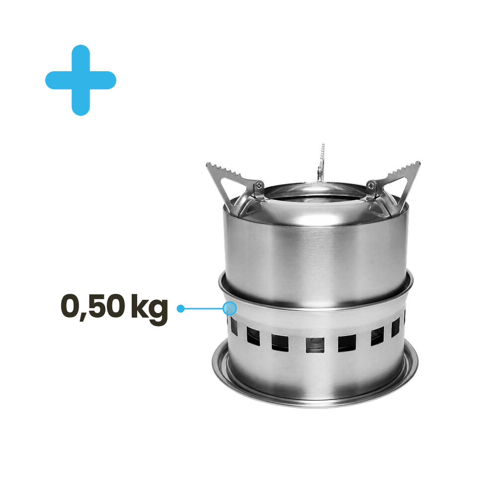Cocina de Leña Portátil de Acero Inoxidable con Doble Pared y Bolsa transporte 4/5