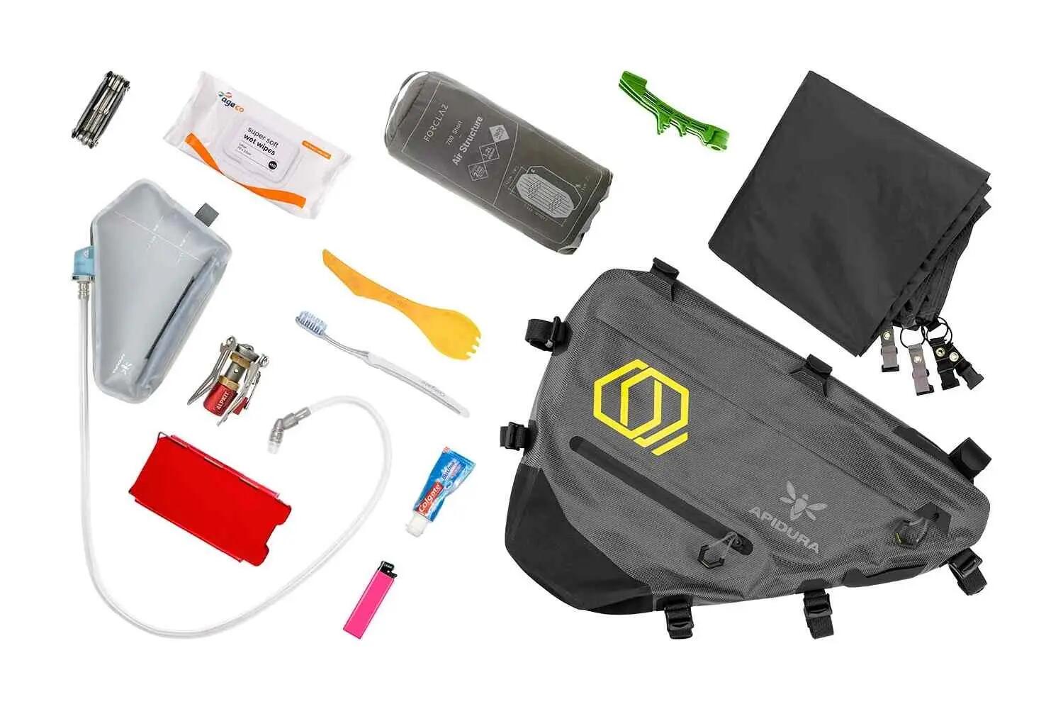 Geanta cadru bicicleta Expedition Full Frame Pack 14 litri - gri negru galben 4/5