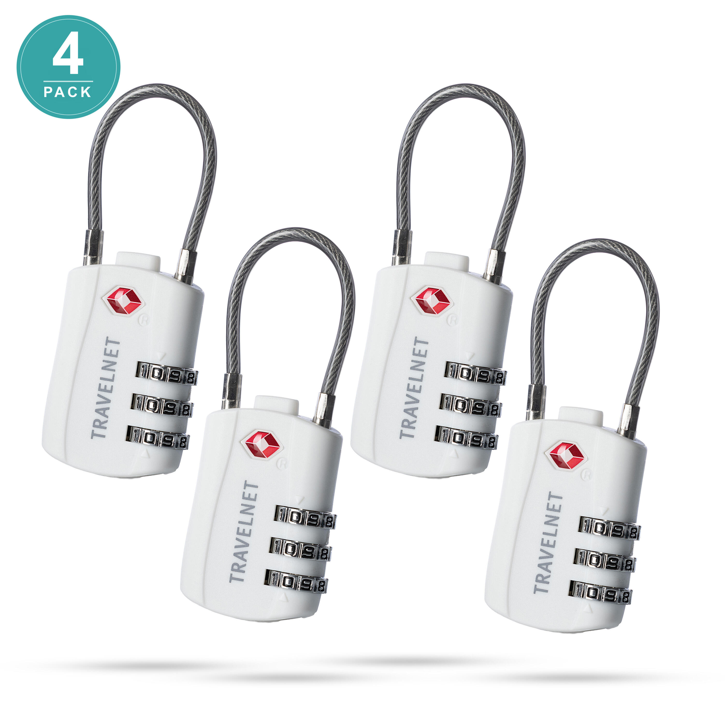 Travelnet Lucchetto da viaggio TSA con combinazione Set da 4 1/7