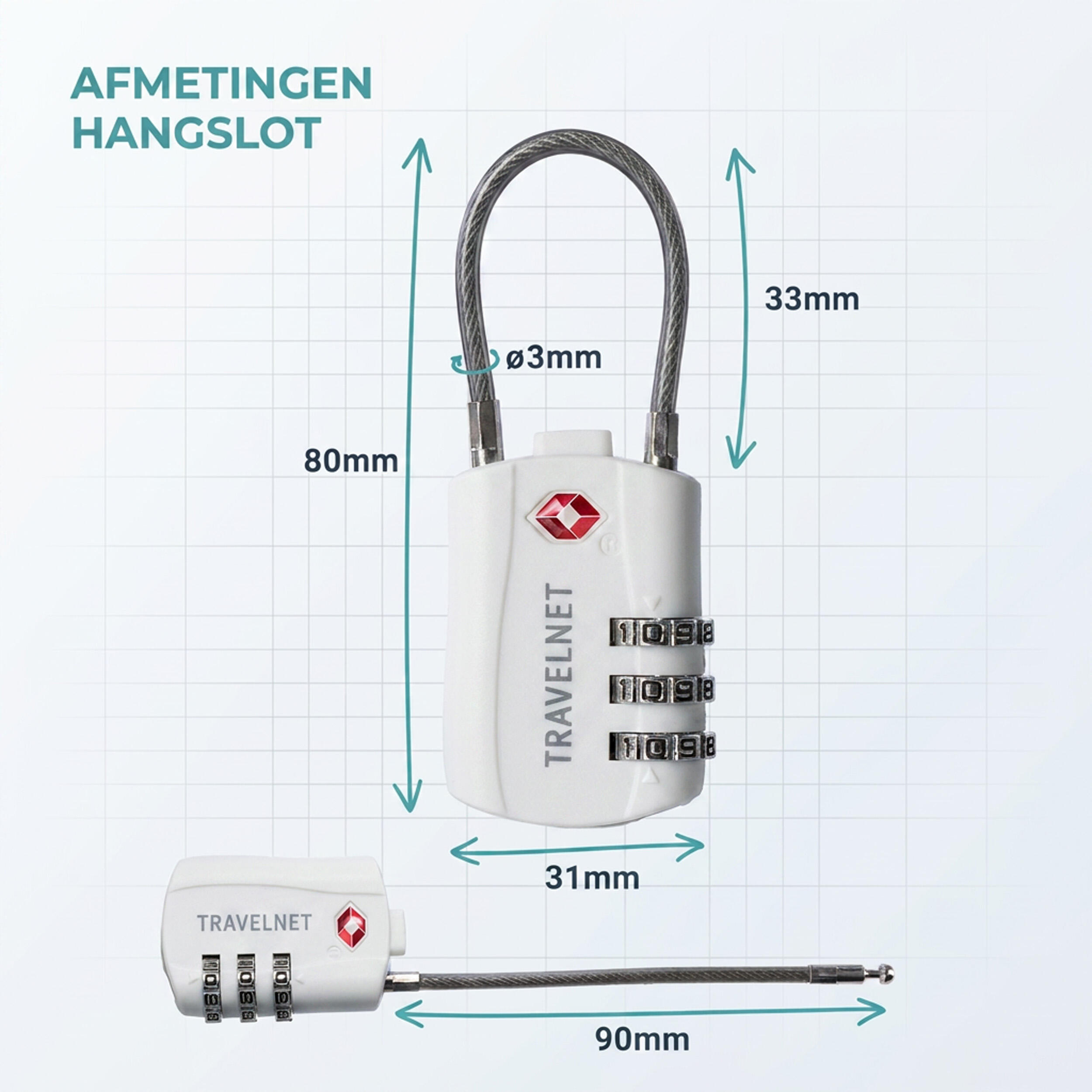 Travelnet Lucchetto da viaggio TSA con combinazione Set da 4 7/7