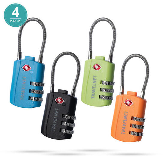 Travelnet Lucchetto da viaggio TSA con combinazione Set da 4
