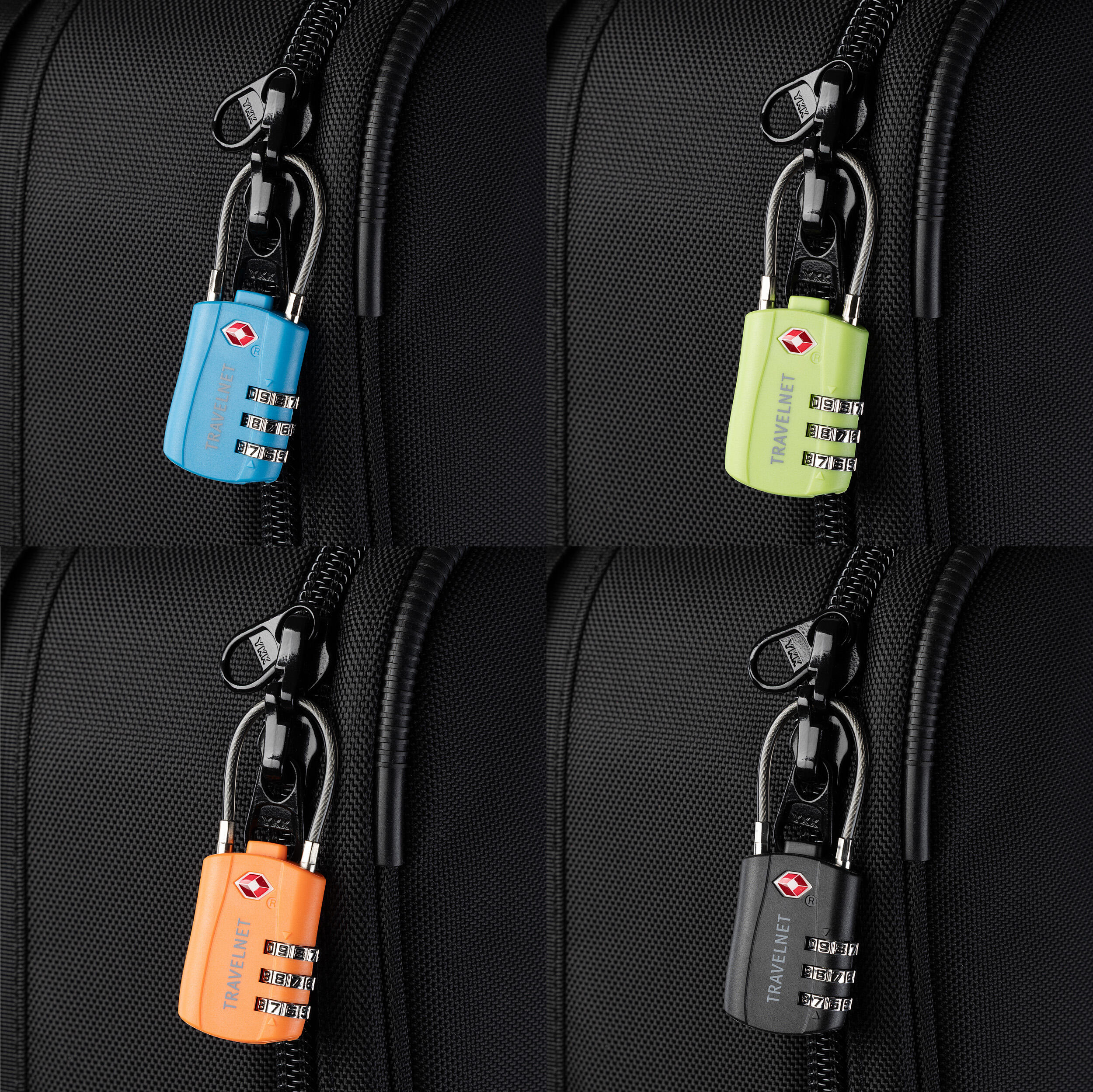 Travelnet Lucchetto da viaggio TSA con combinazione Set da 4 3/7