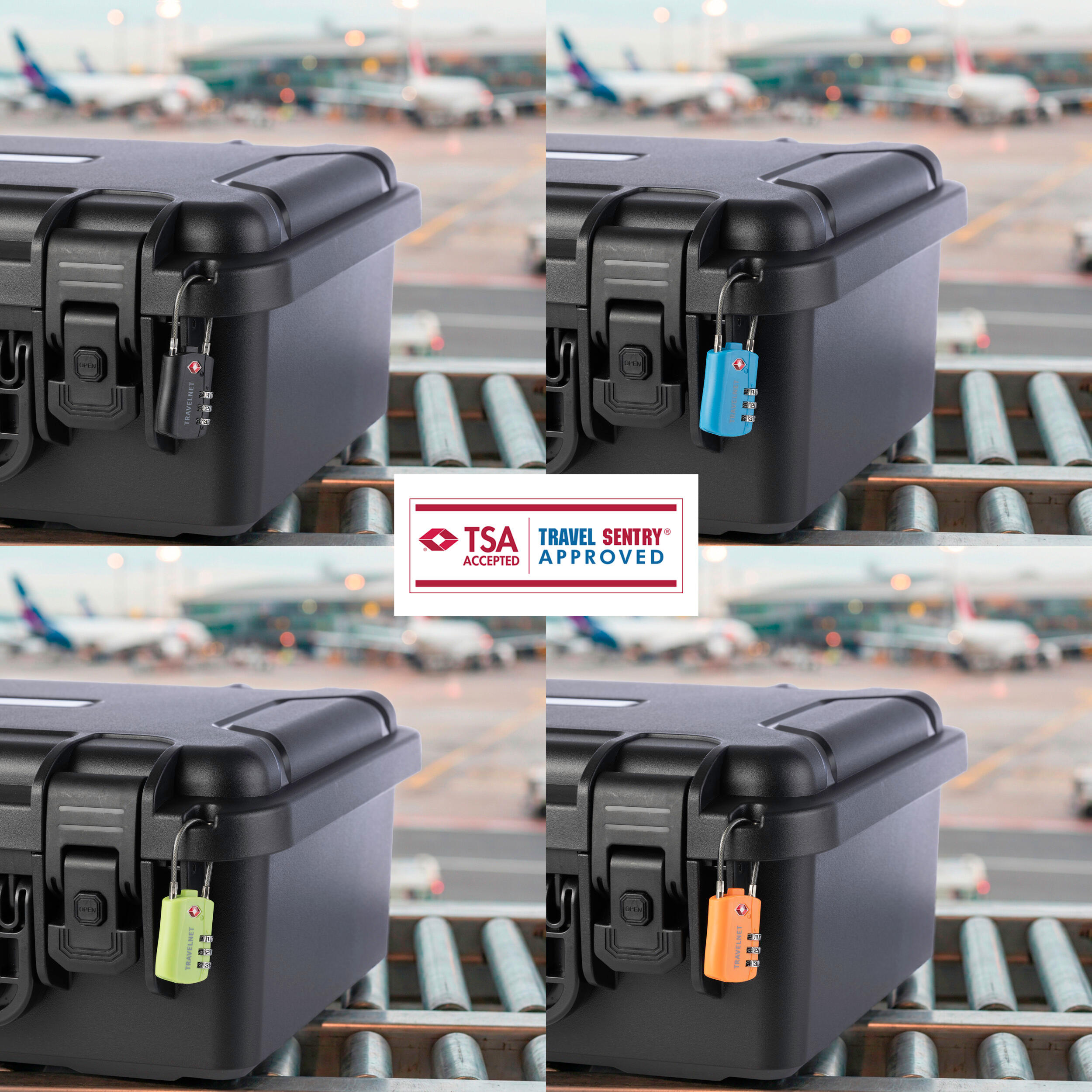 Travelnet Lucchetto da viaggio TSA con combinazione Set da 4 2/7