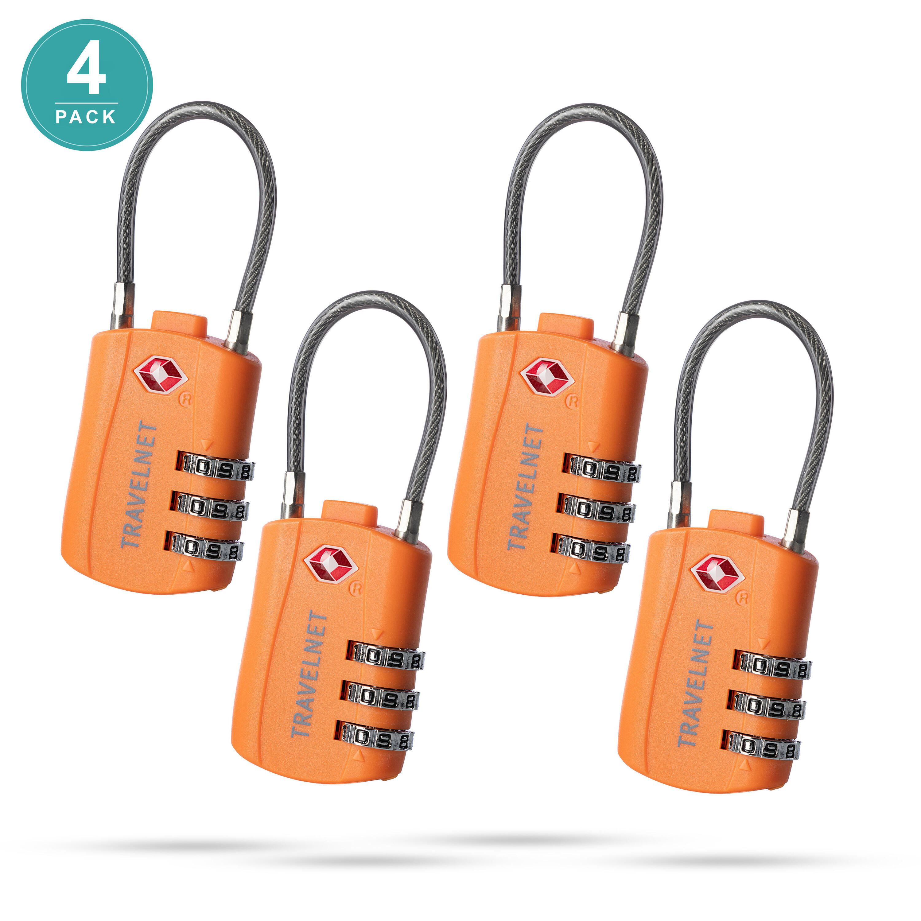 Travelnet Lucchetto da viaggio TSA con combinazione Set da 4 1/7