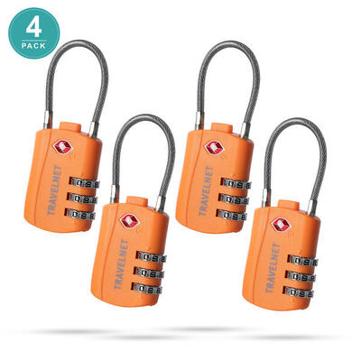 Travelnet Lucchetto da viaggio TSA con combinazione Set da 4