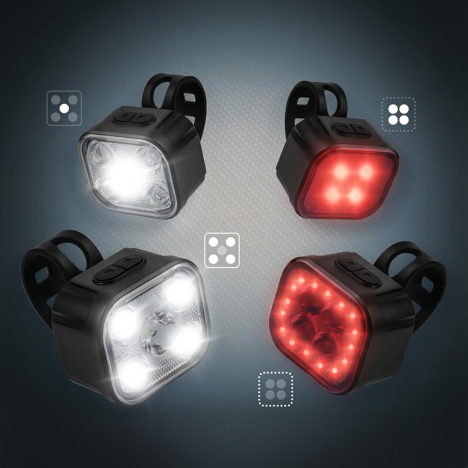 Fahrradbeleuchtung 4x Set - LED Vorder- und Rücklicht - USB Aufladbar 5/8