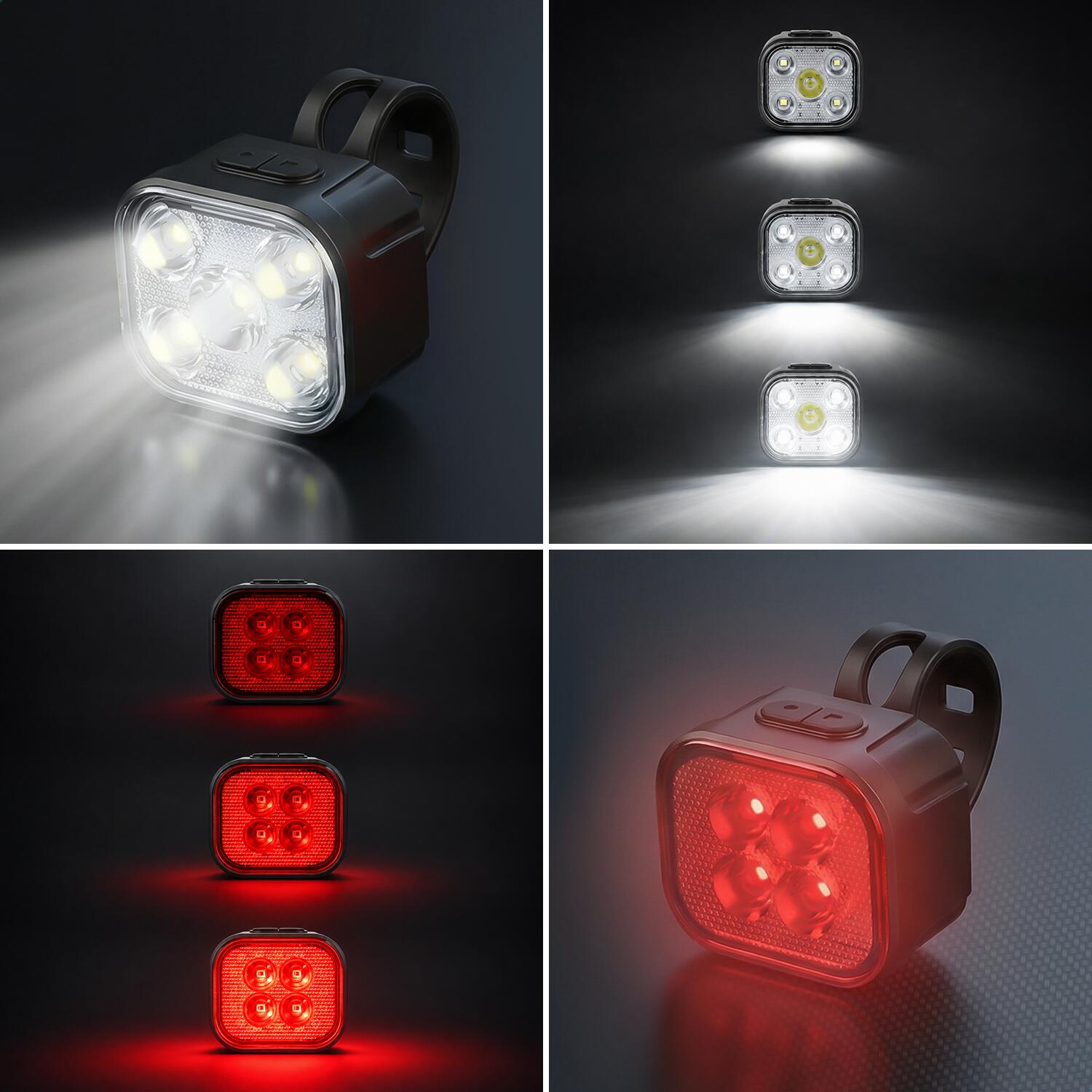 Fahrradbeleuchtung 4x Set - LED Vorder- und Rücklicht - USB Aufladbar 3/8