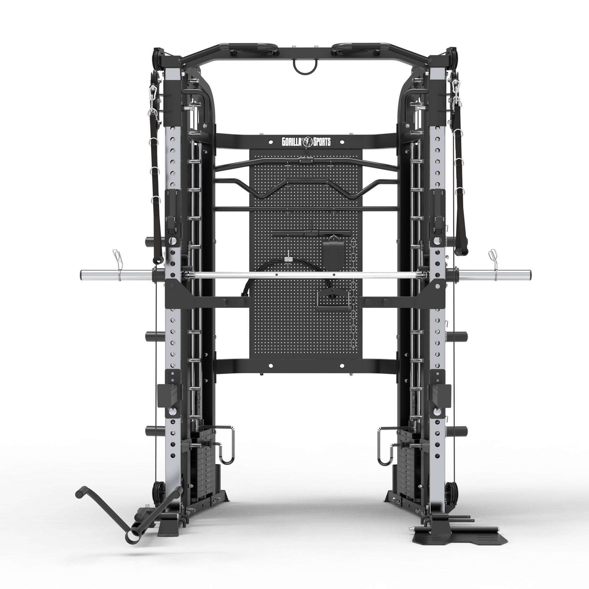 GORILLA SPORTS® Smith Machine avec Poids Intégrés 2x60 kg 3/4