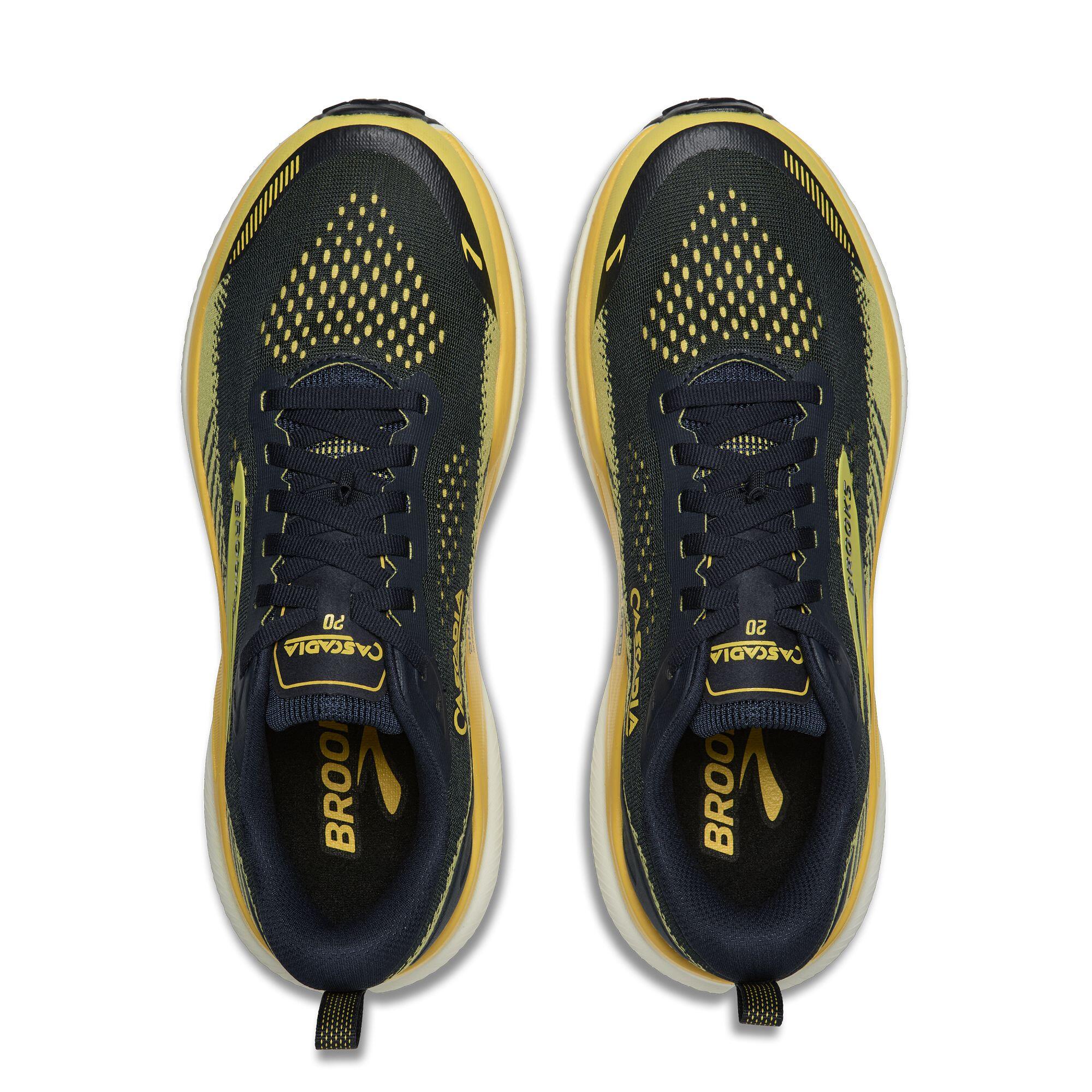 Scarpe running Uomo Cascadia 20 blu giallo grigio chiaro 4/5