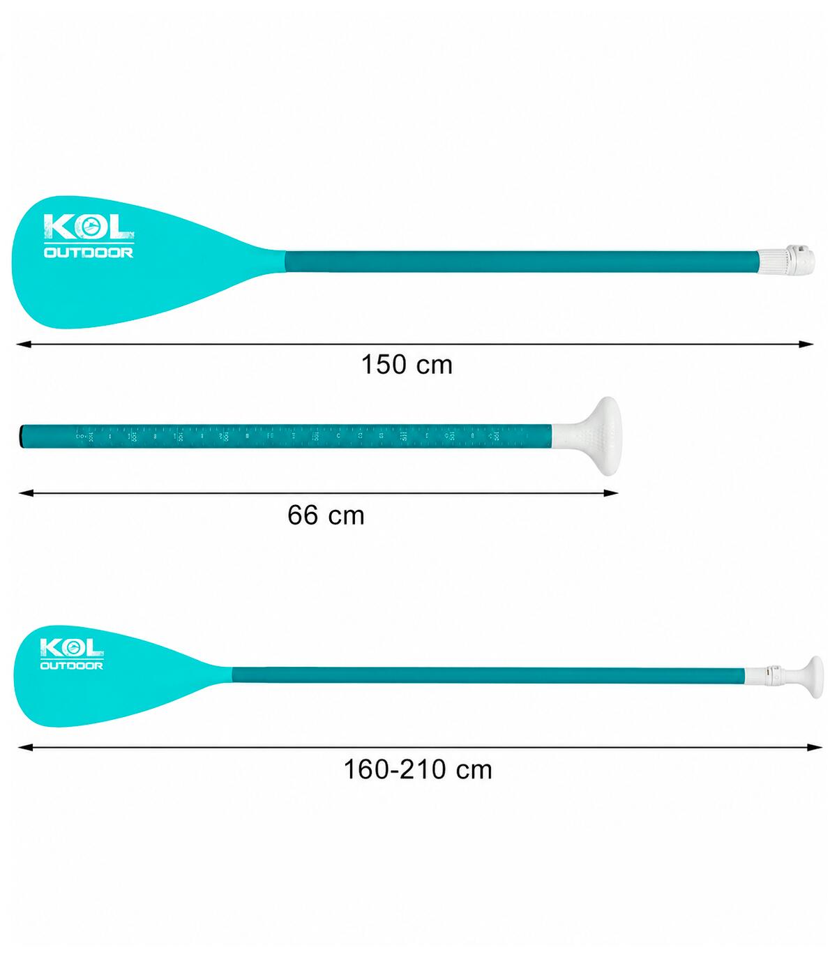 Pagaia SUP Alumínio 2 Peças Ajustável 165-210cm KOL OUTDOOR Azul Celeste 3/5