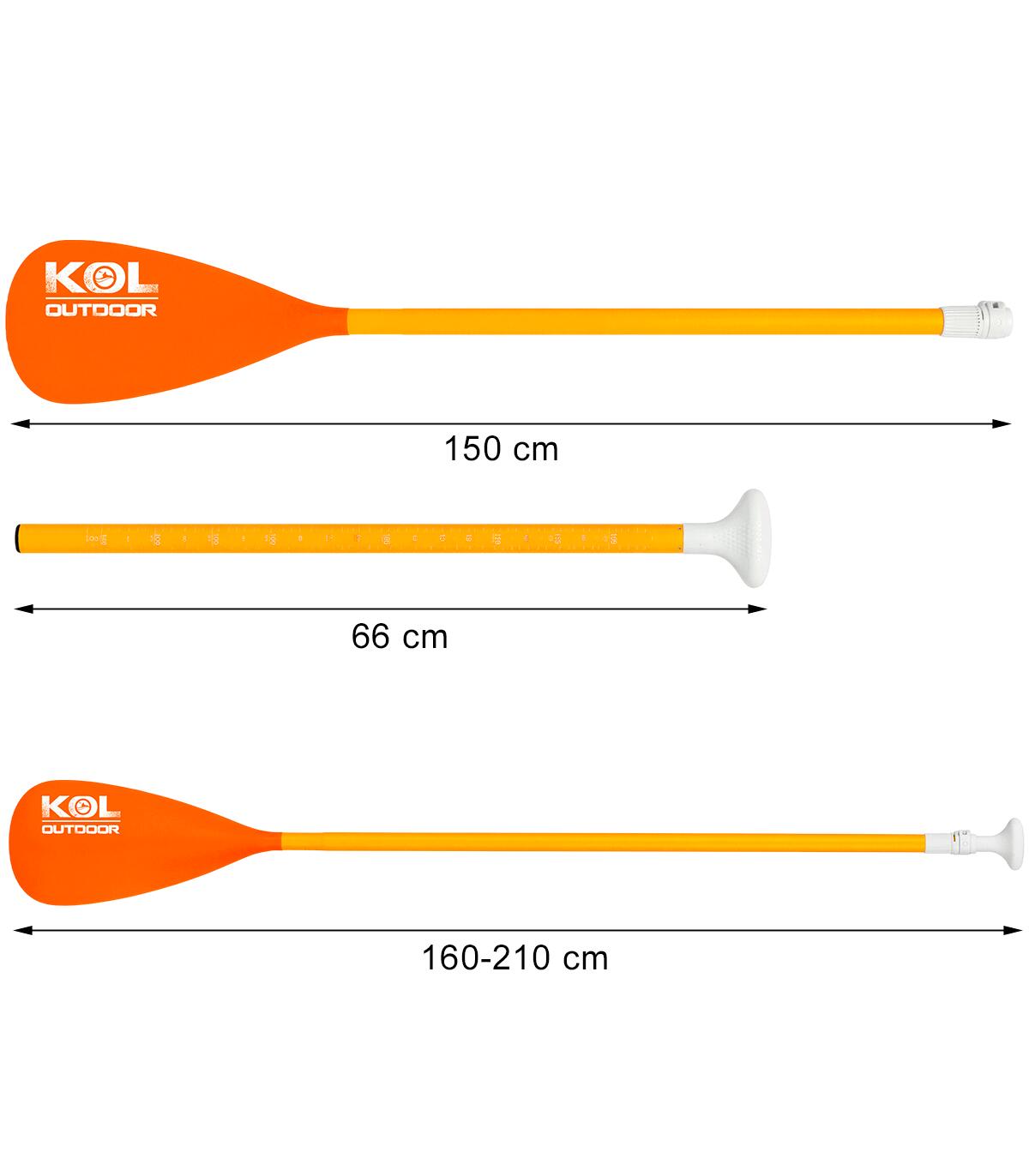 Pagaia SUP Alumínio 2 Peças Ajustável 165-210cm KOL OUTDOOR Amarelo Manga 3/5