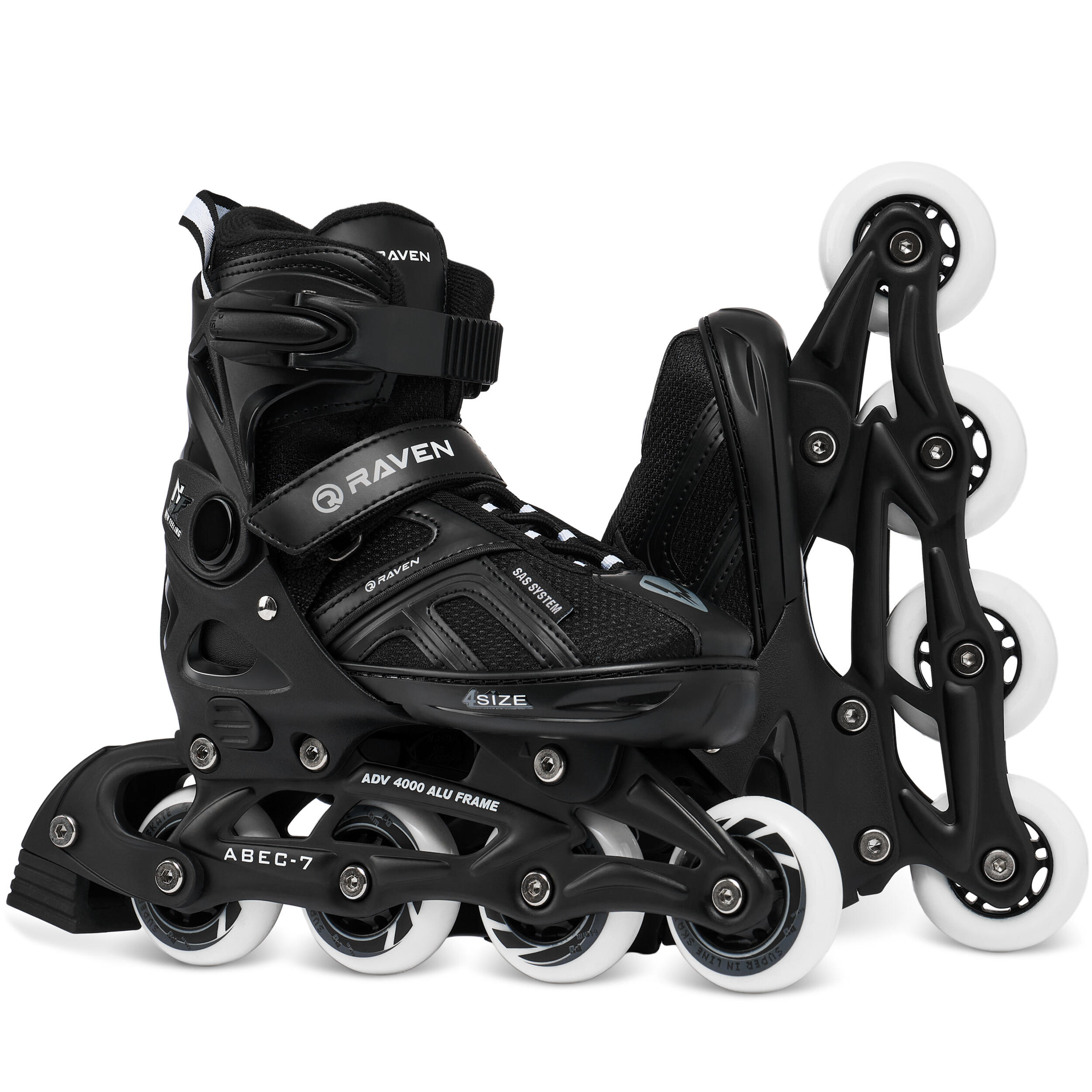 Pattini a rotelle regolabili 2in1 Pulse Nero 2/6