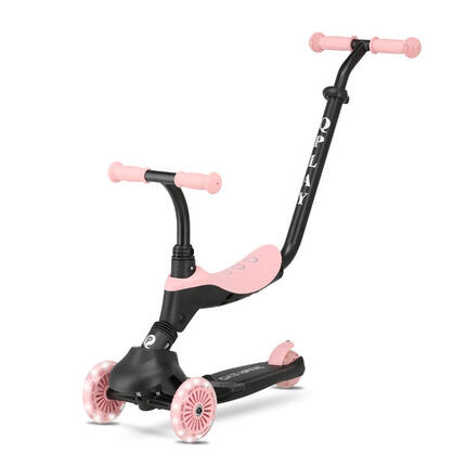 Trottinette Enfant Qplay Sema Evo - Trottinette 6-en-1 - Roues LED - Rose
