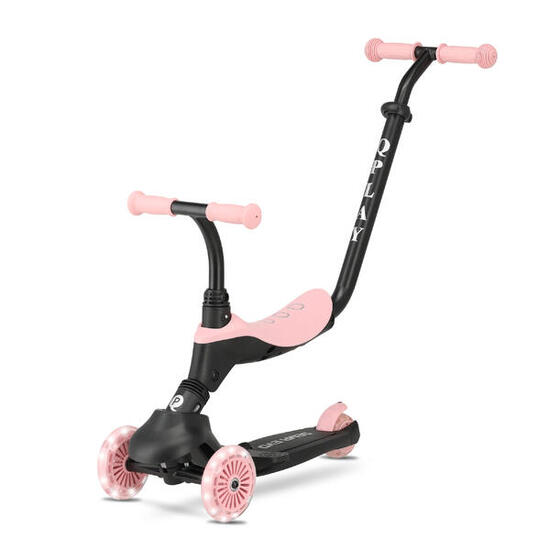 Trottinette Enfant Qplay Sema Evo - Trottinette 6-en-1 - Roues LED - Rose