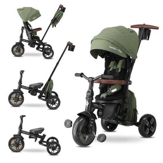 Qplay Comfo Max Dreirad mit Schiebestange - 7in1 Dreirad für Kleinkinder - Grün