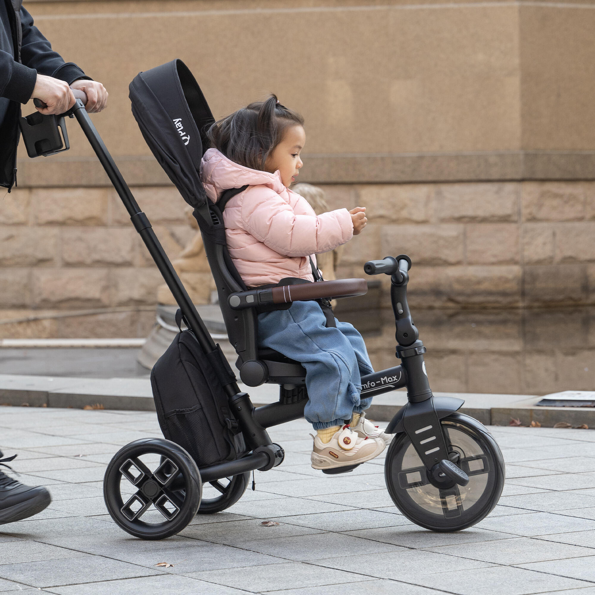 Triciclo Qplay Comfo Max con Maniglione di Spinta - Triciclo 7 in 1 - Grigio 6/10