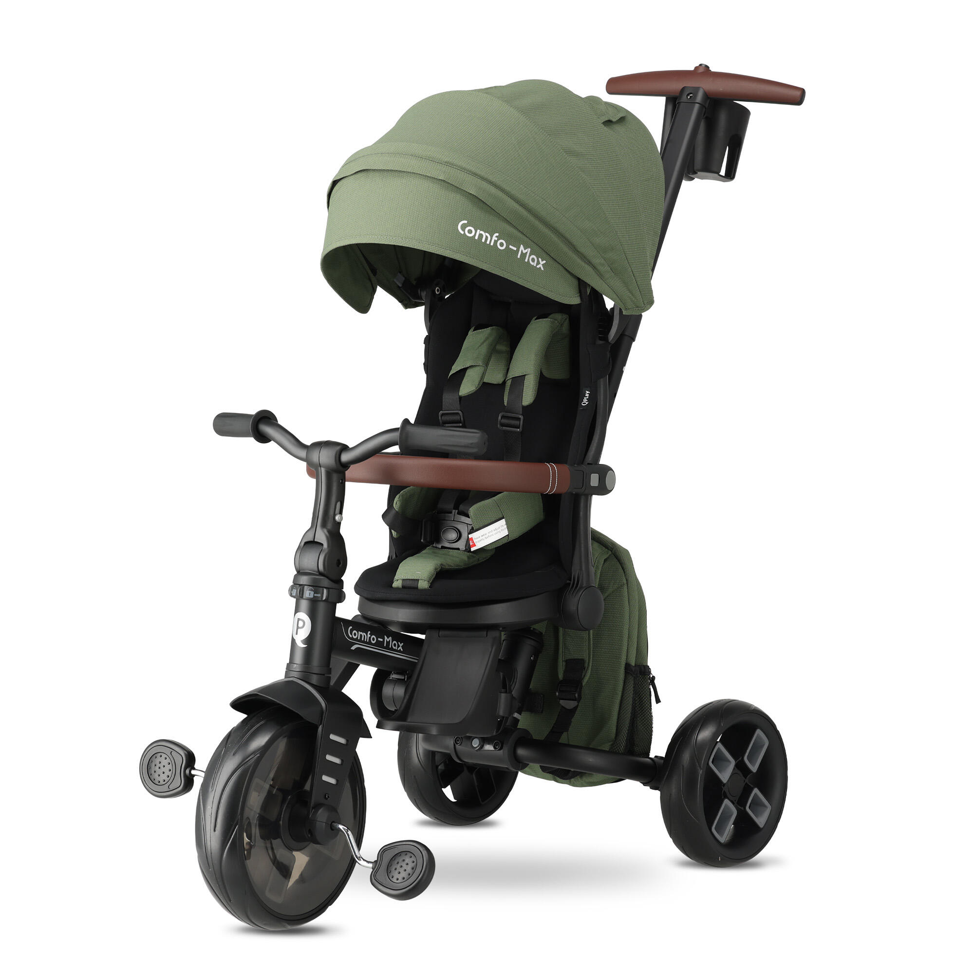 Triciclo Qplay Comfo Max con Maniglione di Spinta - Triciclo 7 in 1 - Verde 4/10