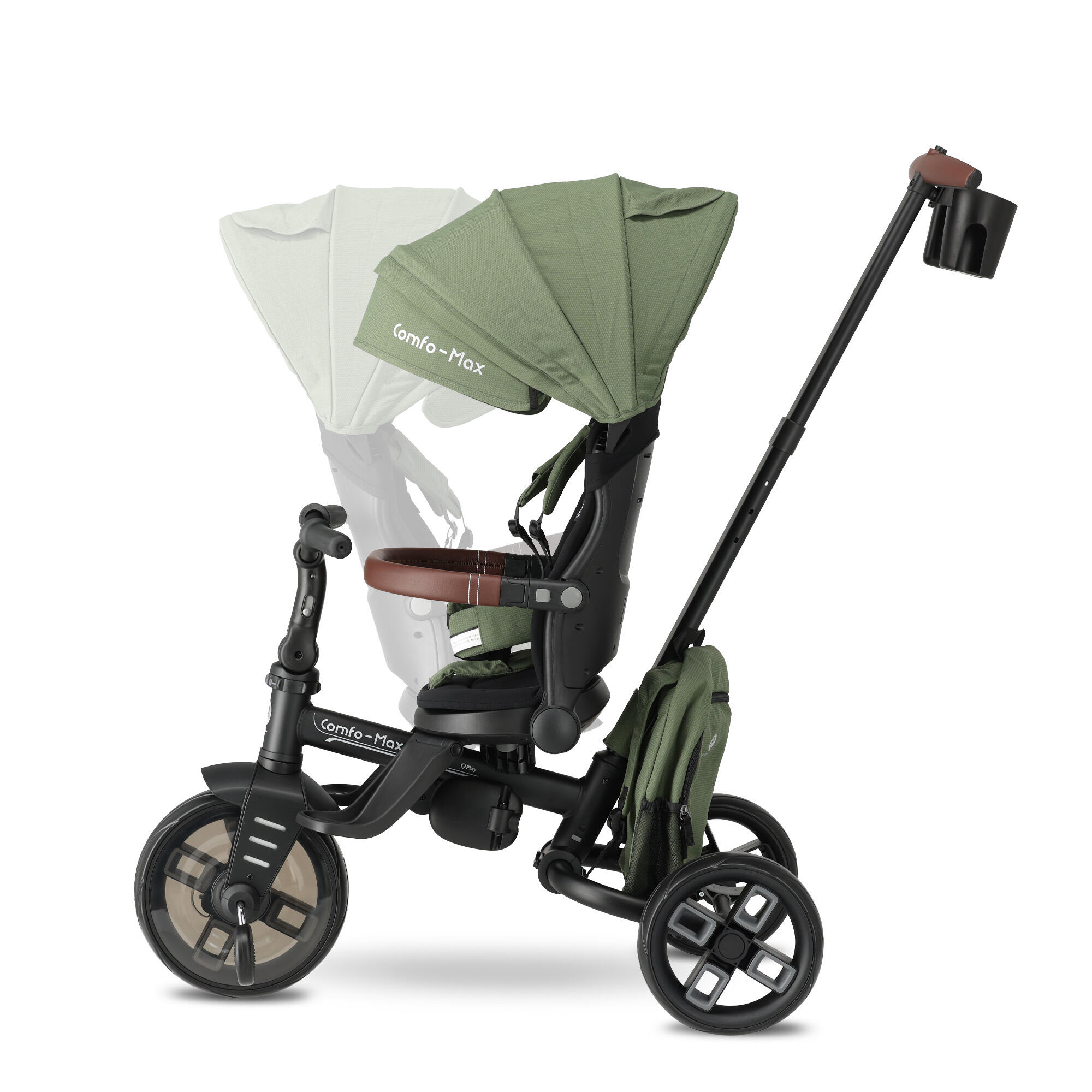 Triciclo Qplay Comfo Max con Maniglione di Spinta - Triciclo 7 in 1 - Verde 2/10