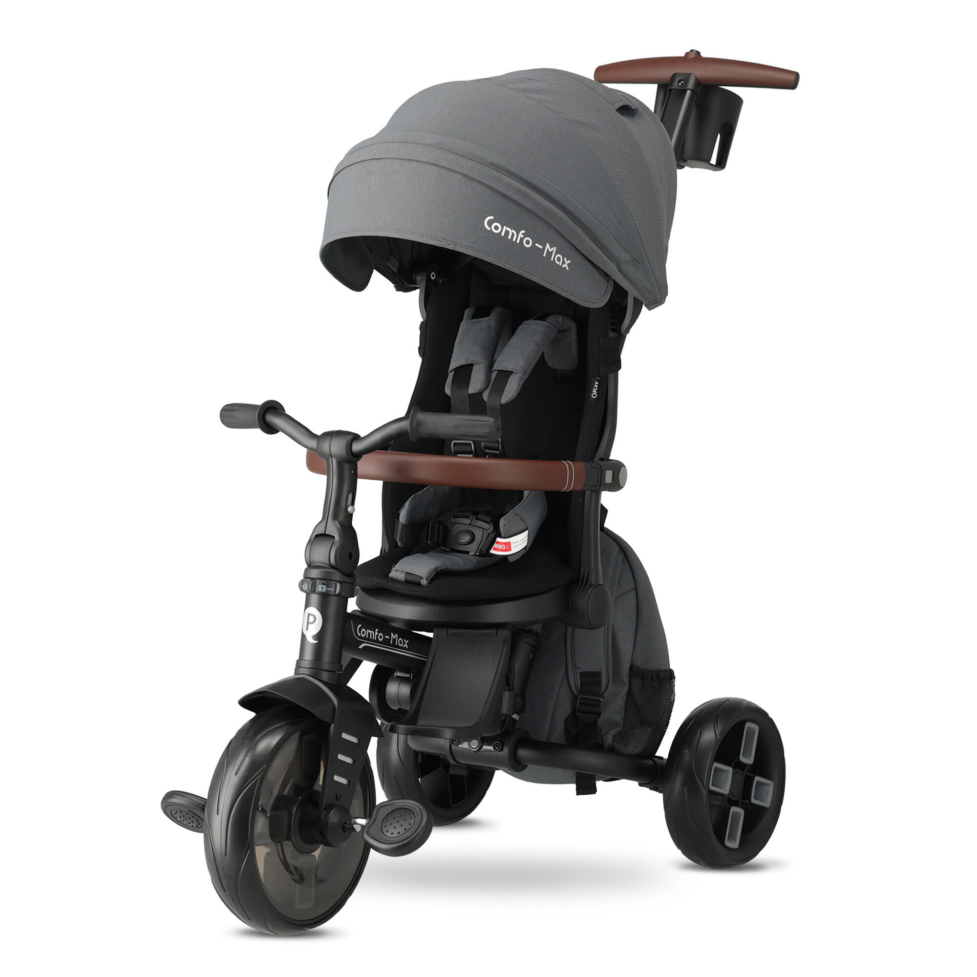 Triciclo Qplay Comfo Max con Maniglione di Spinta - Triciclo 7 in 1 - Grigio 4/10