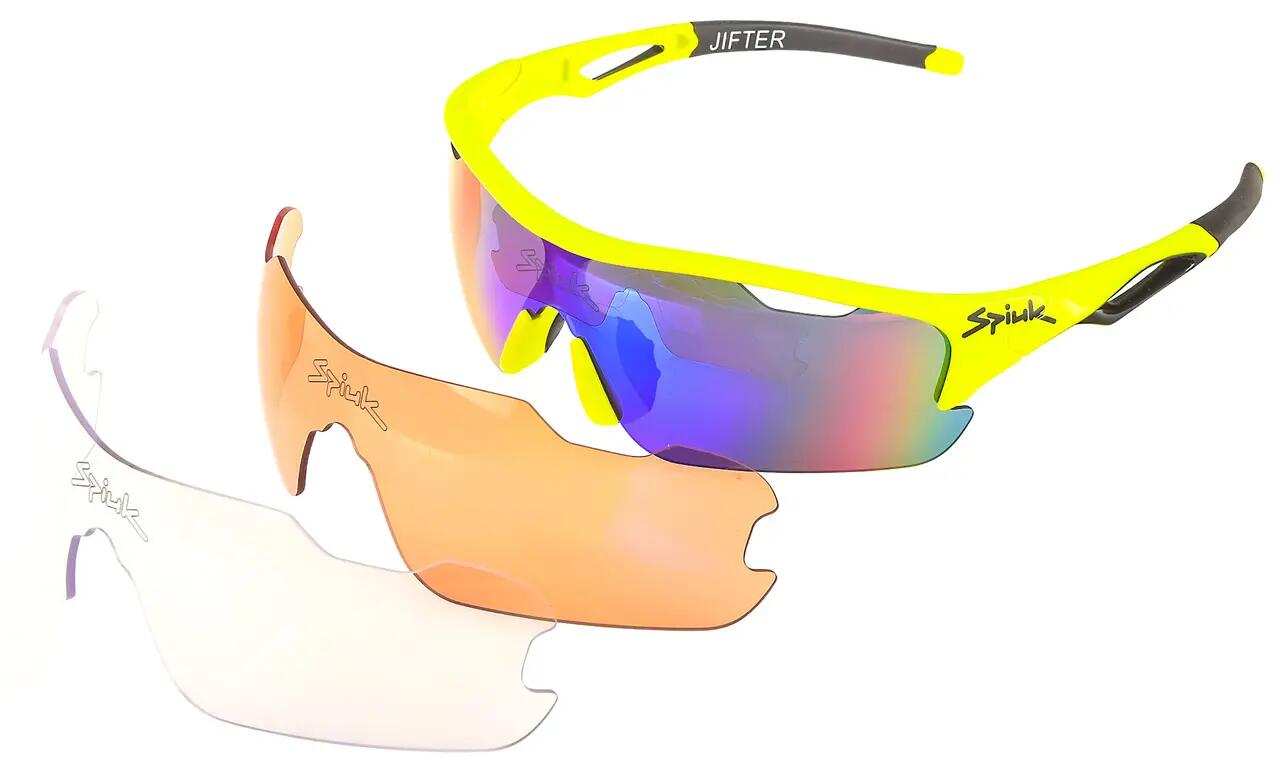 Ochelari soare sport Jifter, 3 lentile de schimb transparent, portocaliu si ver… 2/4