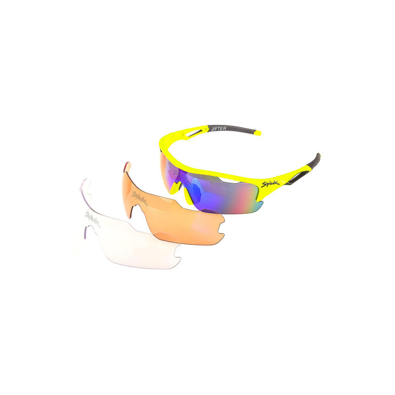 Ochelari soare sport Jifter, 3 lentile de schimb transparent, portocaliu si ver…