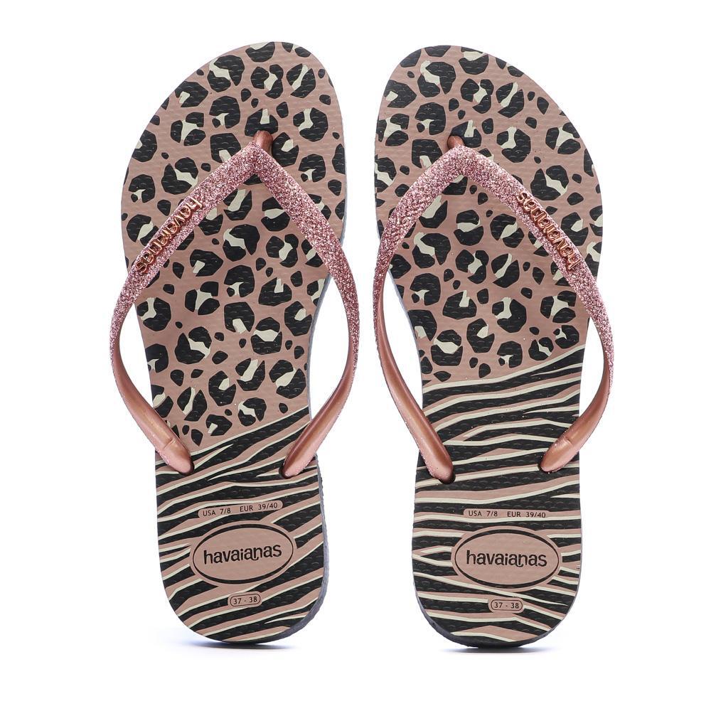 Chanclas Havaianas Slim Animal Print Negras/Rosas 4/5