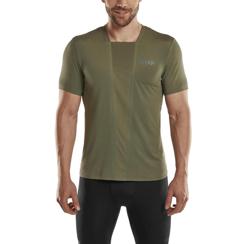 Tricou cu maneca scurta barbati The Run Shirt - verde inchis maslina