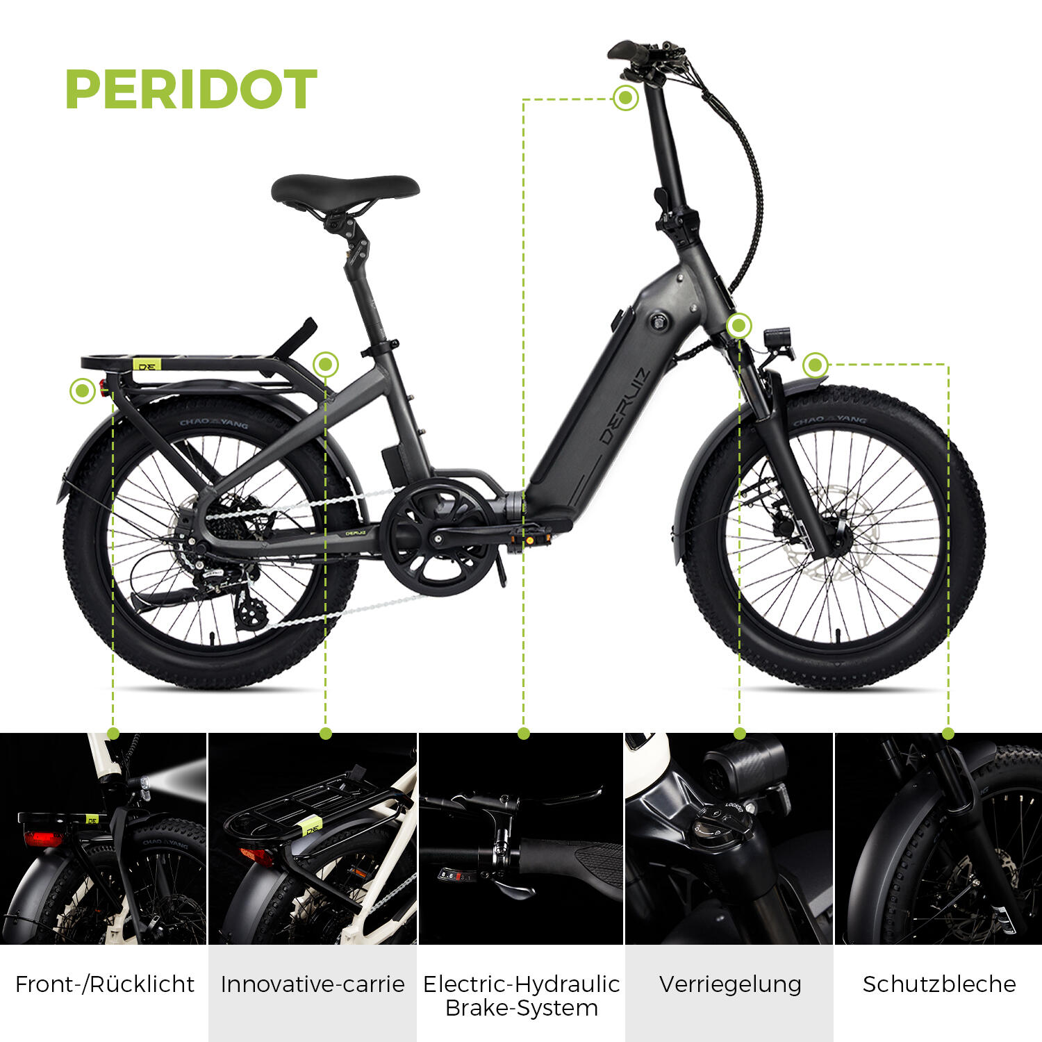 Peridot Rower Elektryczny Składany 20" 250W Czujnik Momentu 500Wh Zasięg 143 Km 9/14
