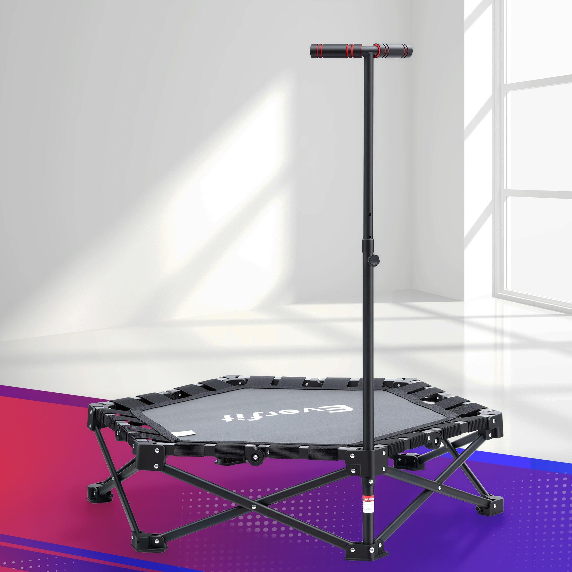 Everfit Fitness Foldable Trampoline Rebounder Adjustable Handle Indoor Exercise