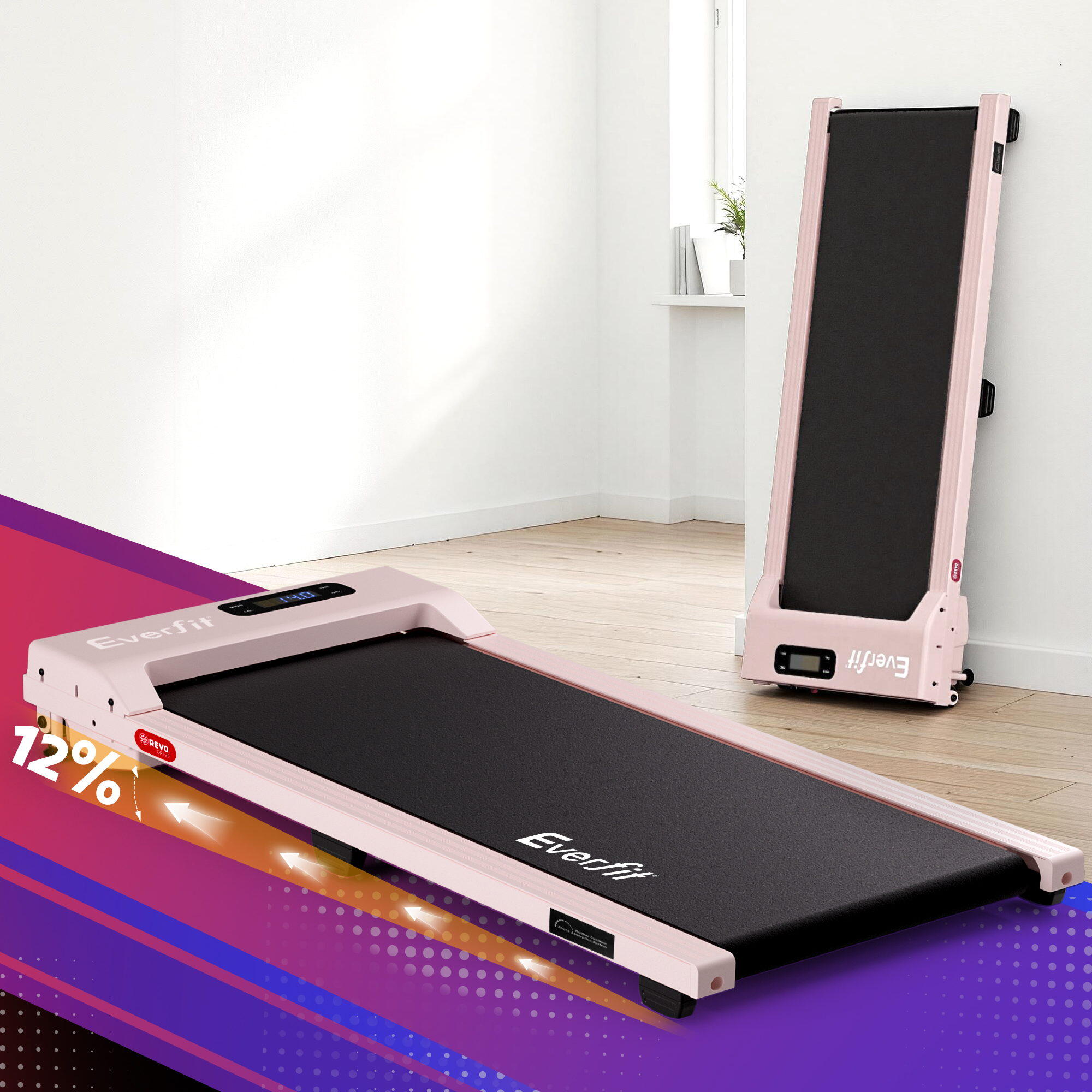 Everfit 3 in 1 Walking Pad Treadmill 12% Incline Under Desk Treadmills for Home