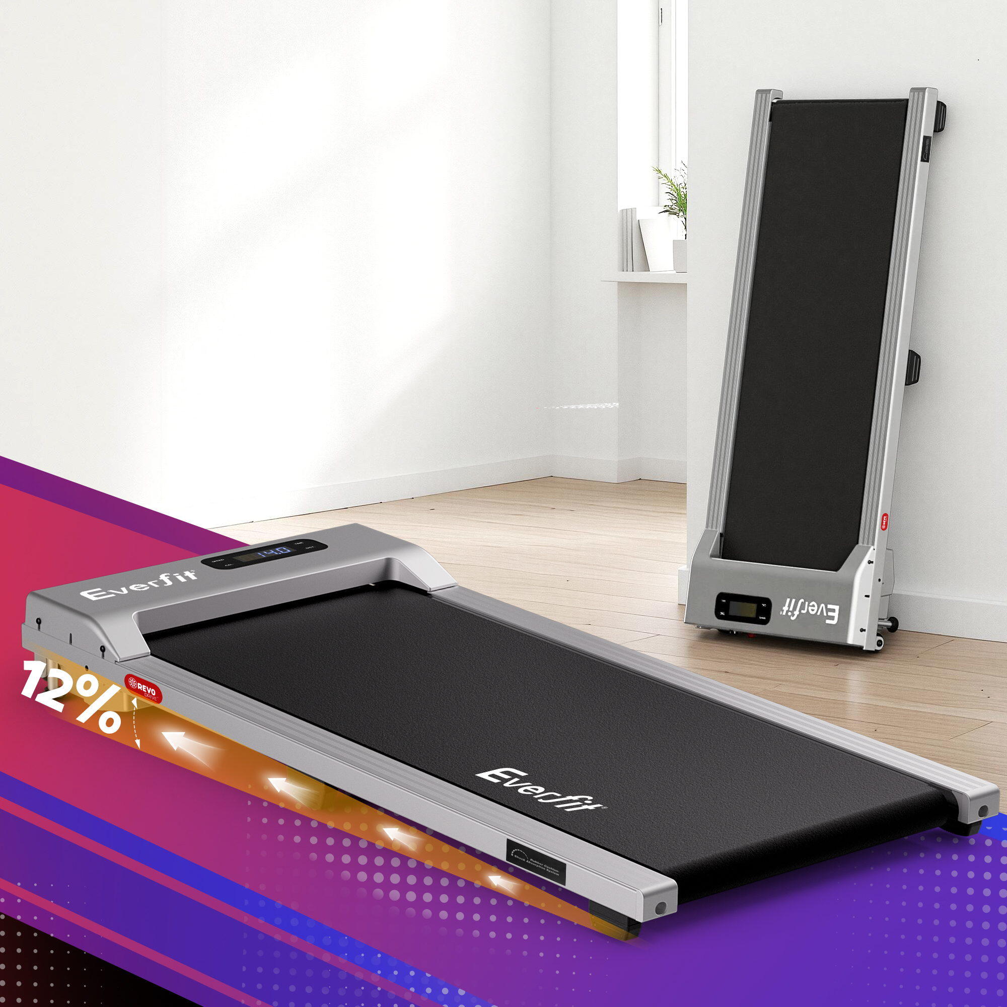 Everfit 3 in 1 Walking Pad Treadmill 12% Incline Under Desk Treadmills for Home