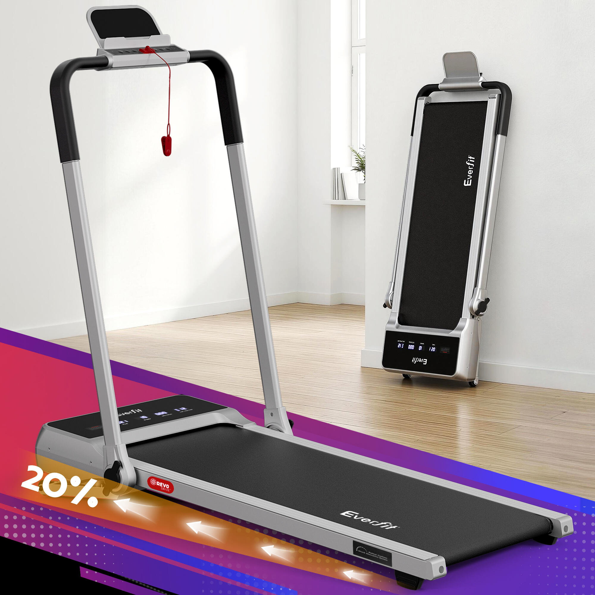 Everfit 3 in 1 Walking Pad Treadmill 20% Auto Incline Under Desk Foldable Treadm